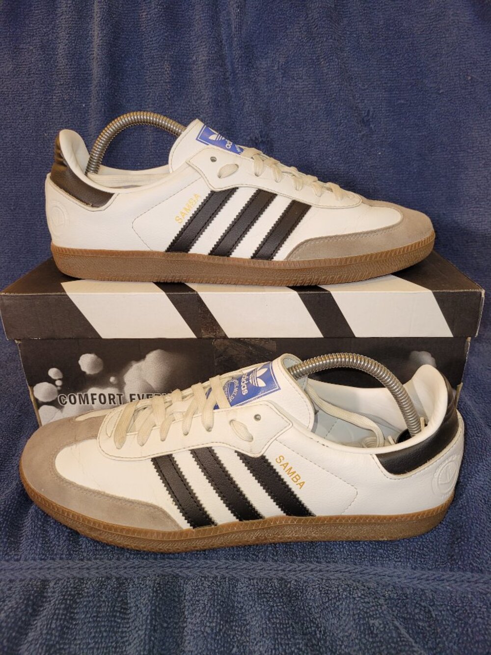 Adidas Samba Men's Size 10.5 VEGAN White Black Brown Sneakers FW2427 (#2429)